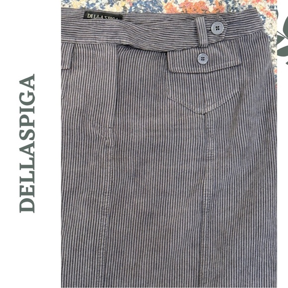 🛍️3/$40 DELLA SPIGA Italy | Grey Button-Back Corded Pinstripe Skirt | Size 10 - Picture 3 of 6